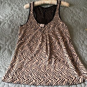 BKE Black and Tan Zebra Print Tank Top